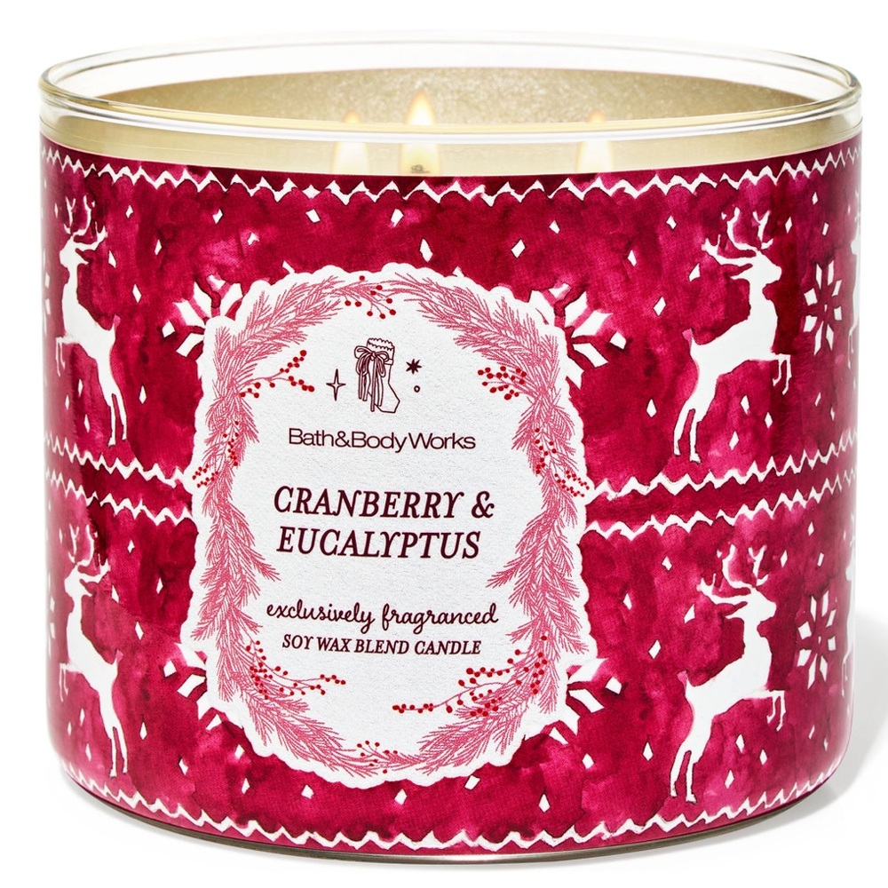Bath & Body Works Cranberry & Eucalyptus 3 Wick Candle